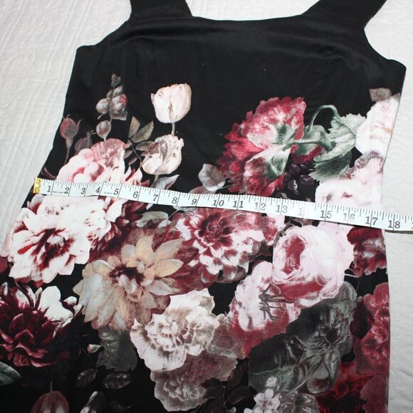 Vivienne Tam Women's Black Floral Print Sleeveless Shift Tank Dress Size 12 - Picture 7 of 8